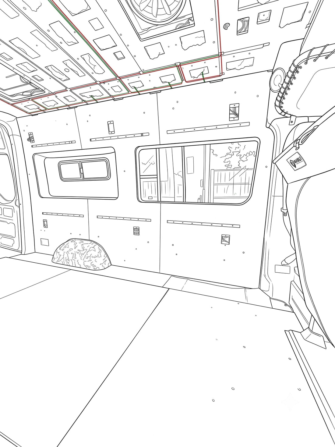 Stop Framing Vans van interior line drawing