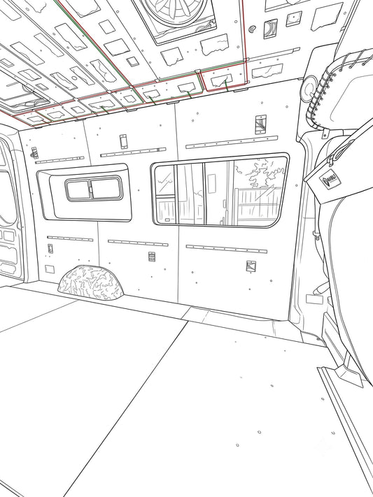 Stop Framing Vans van interior line drawing